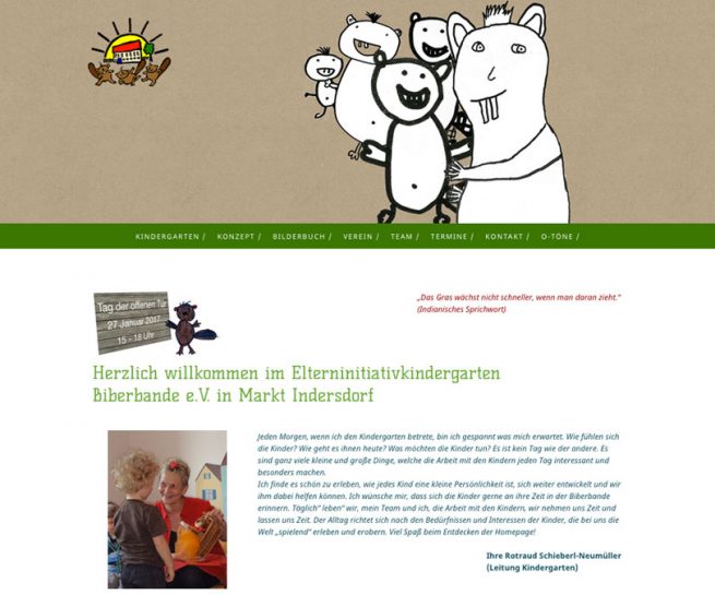Webseite für den Kindergarten Biberbande