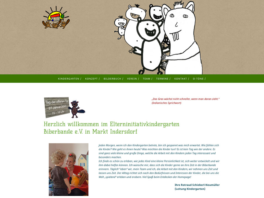 Webseite für den Kindergarten Biberbande