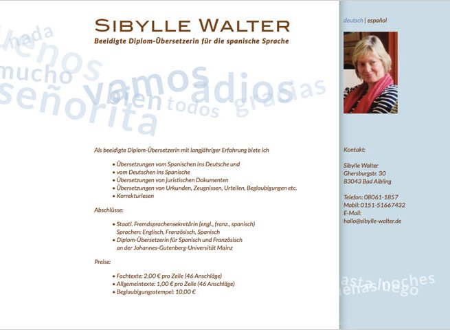 Webdesign für Sibylle Walter