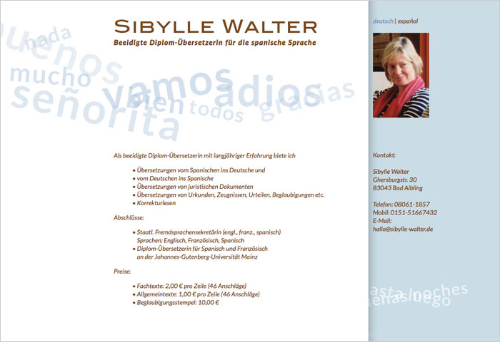 Webdesign für Sibylle Walter